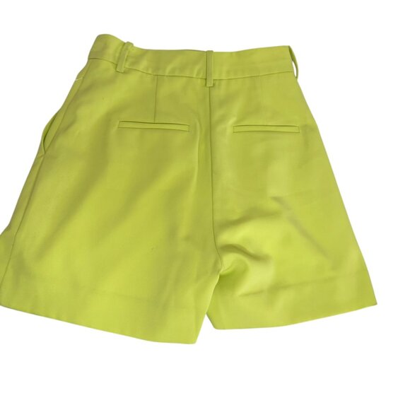 Derek Lam 10 Crosby Neon Chartreuse Pleated Shorts NWT | Size 00 - Picture 3 of 7